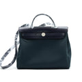HERMES HERBAG 31 ZIP BAG VERT CYPRES/VERT OLIVE / BLUE INDIGO SHW