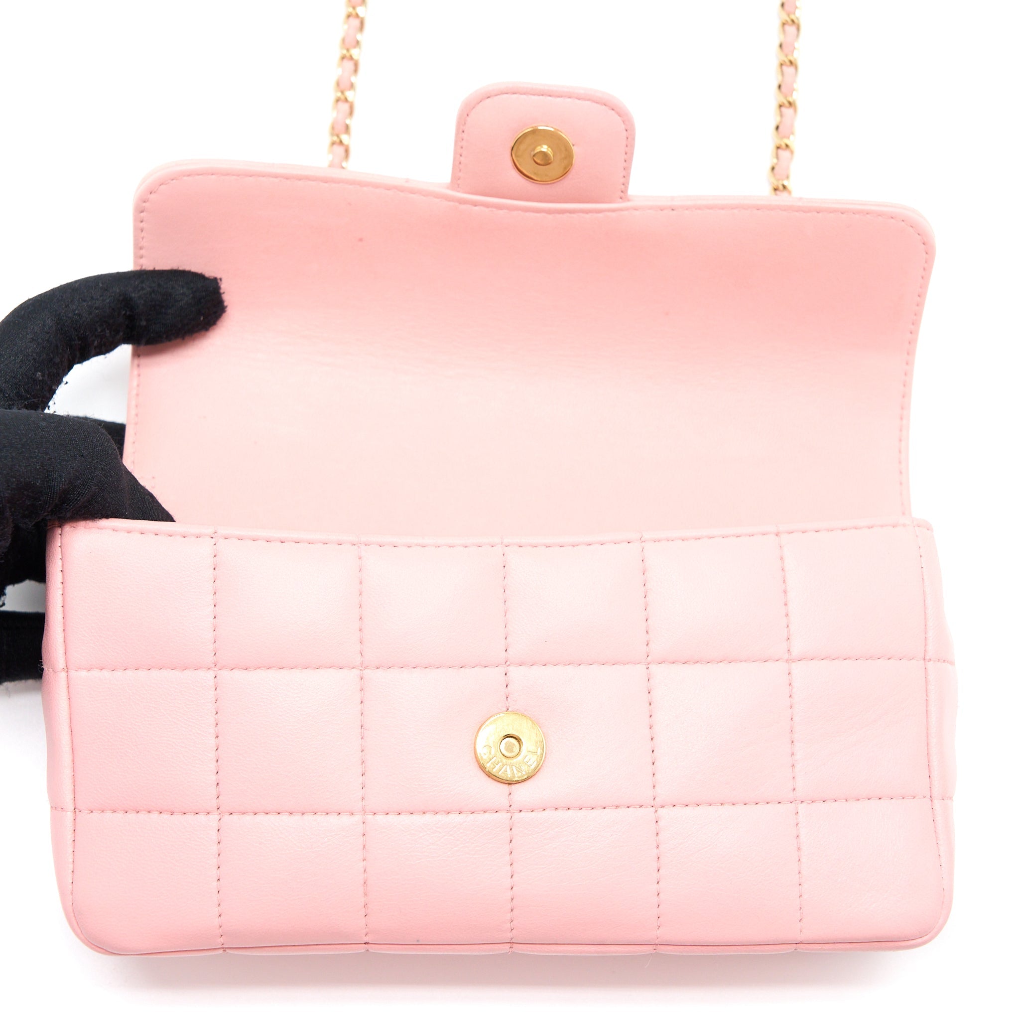 CHANEL CAMELLIA MINI FLAP BAG LAMBSKIN PINK GHW