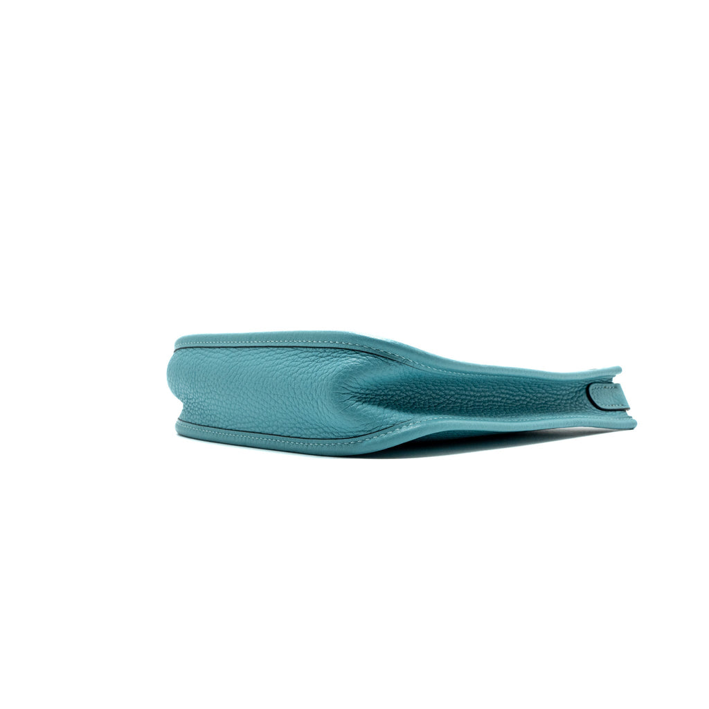HERMES MINI EVELYNE CLEMENCE BLUE SAINT CYR WITH MULTICOLOR STRAP SHW