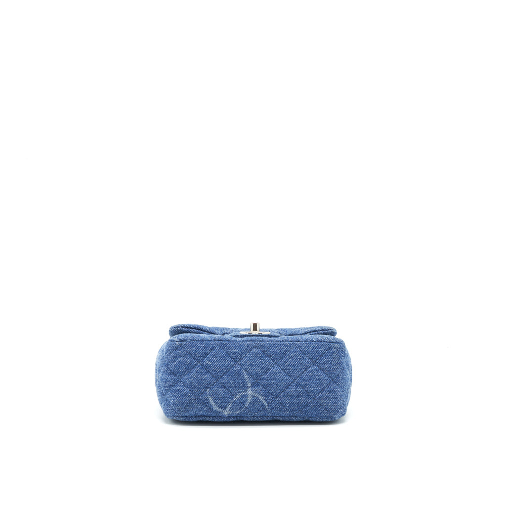CHANEL 20B MINI SQUARE FLAP BAG CC PRINT DENIM BLUE SHW