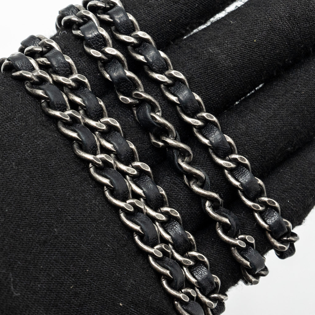 CHANEL BOY WALLET ON CHAIN LAMBSKIN BLACK RUTHENIUM HARDWARE