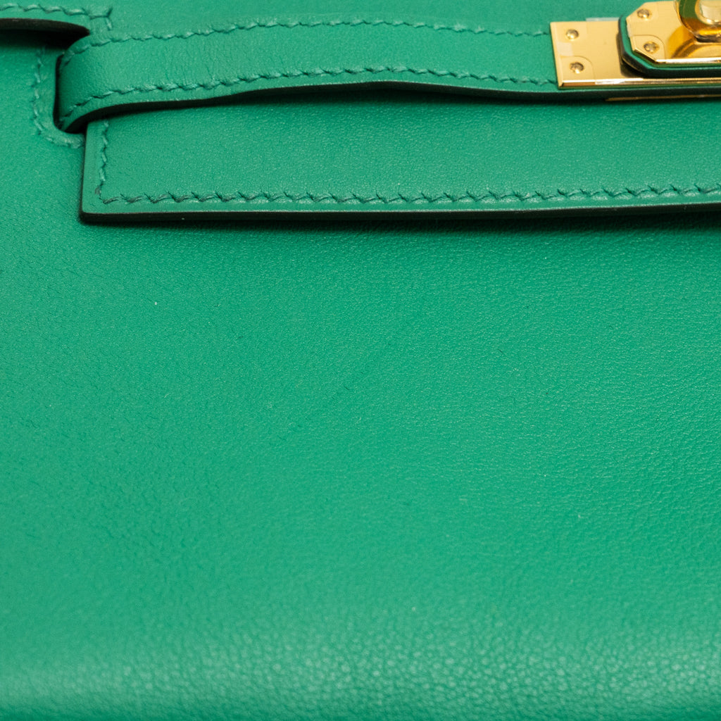 HERMES KELLY POCHETTE SWIFT VERT VERTIGO GHW