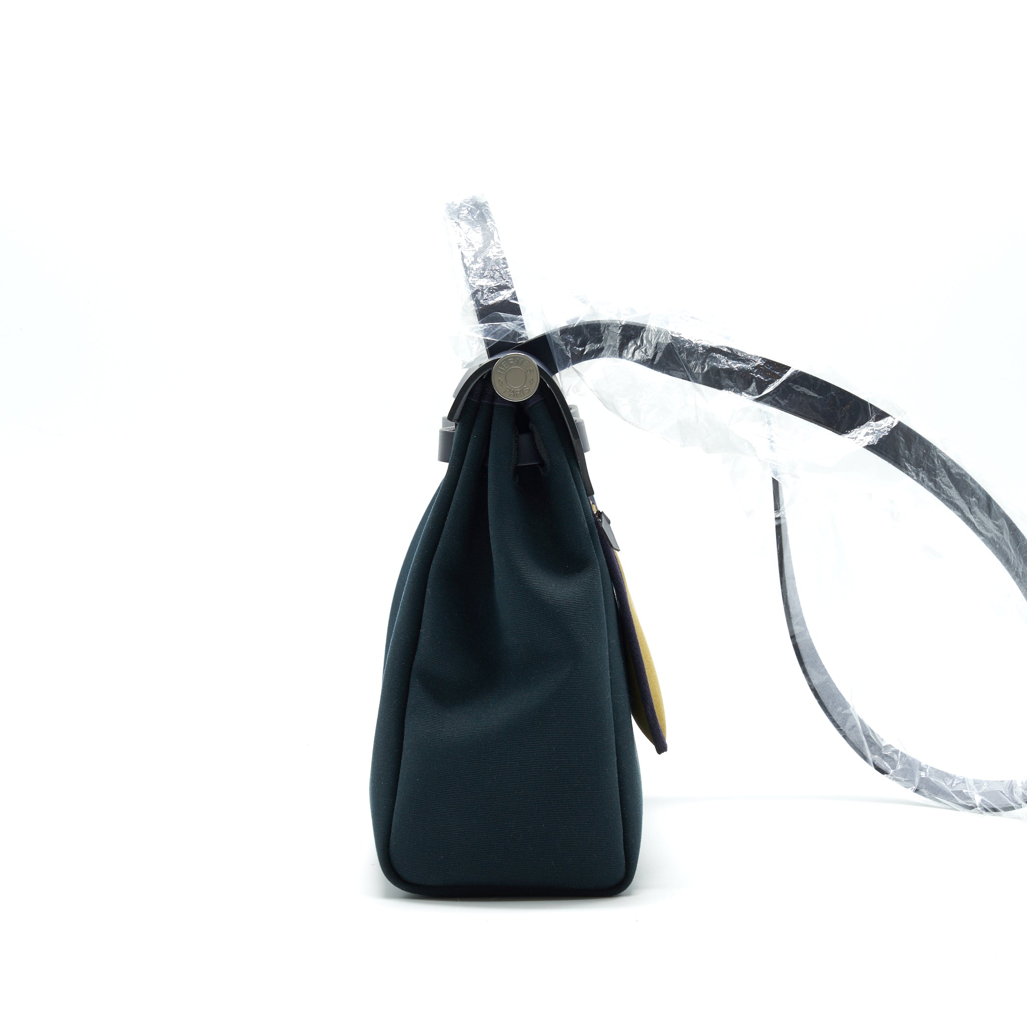 HERMES HERBAG 31 ZIP BAG VERT CYPRES/VERT OLIVE / BLUE INDIGO SHW