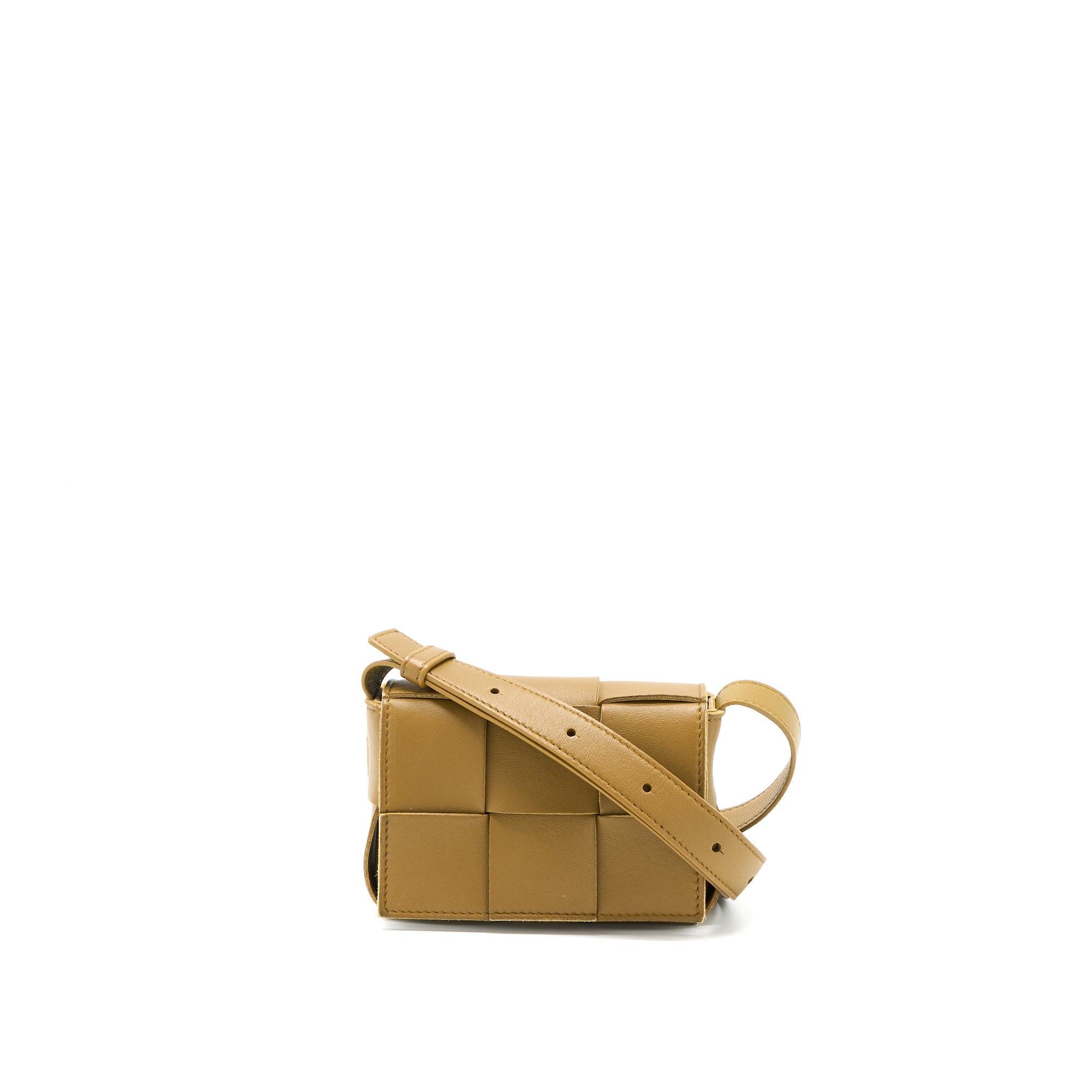 BOTTEGA VENETTA MINI CASSETTE CROSSBODY BAG OLIVE BROWN LGHW