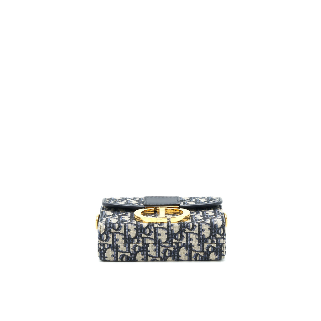 DIOR 30 MONTAIGNE MINI BOX BAG BLUE OBLIQUE
