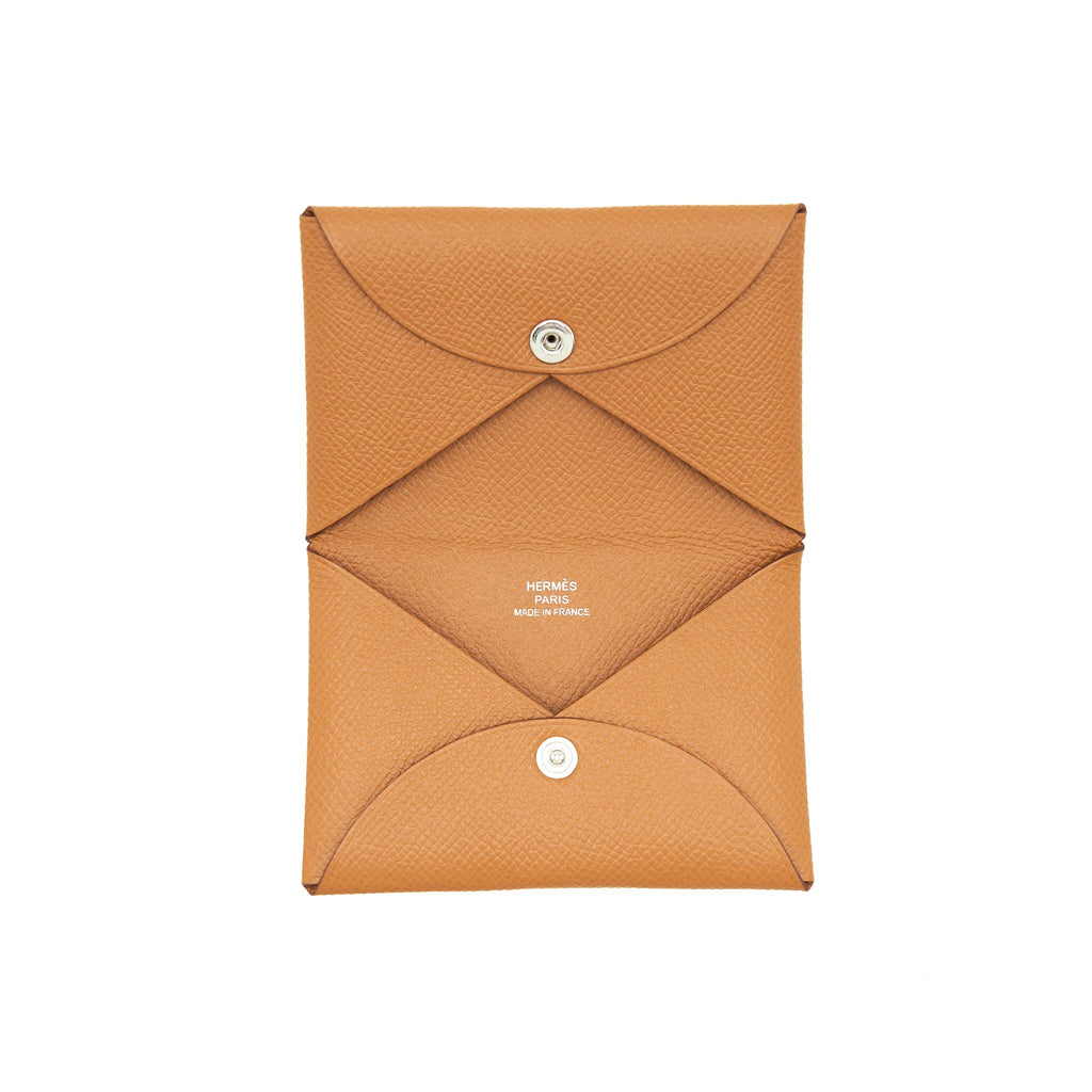 HERMES CALVI CARD HOLDER EPSOM GOLD