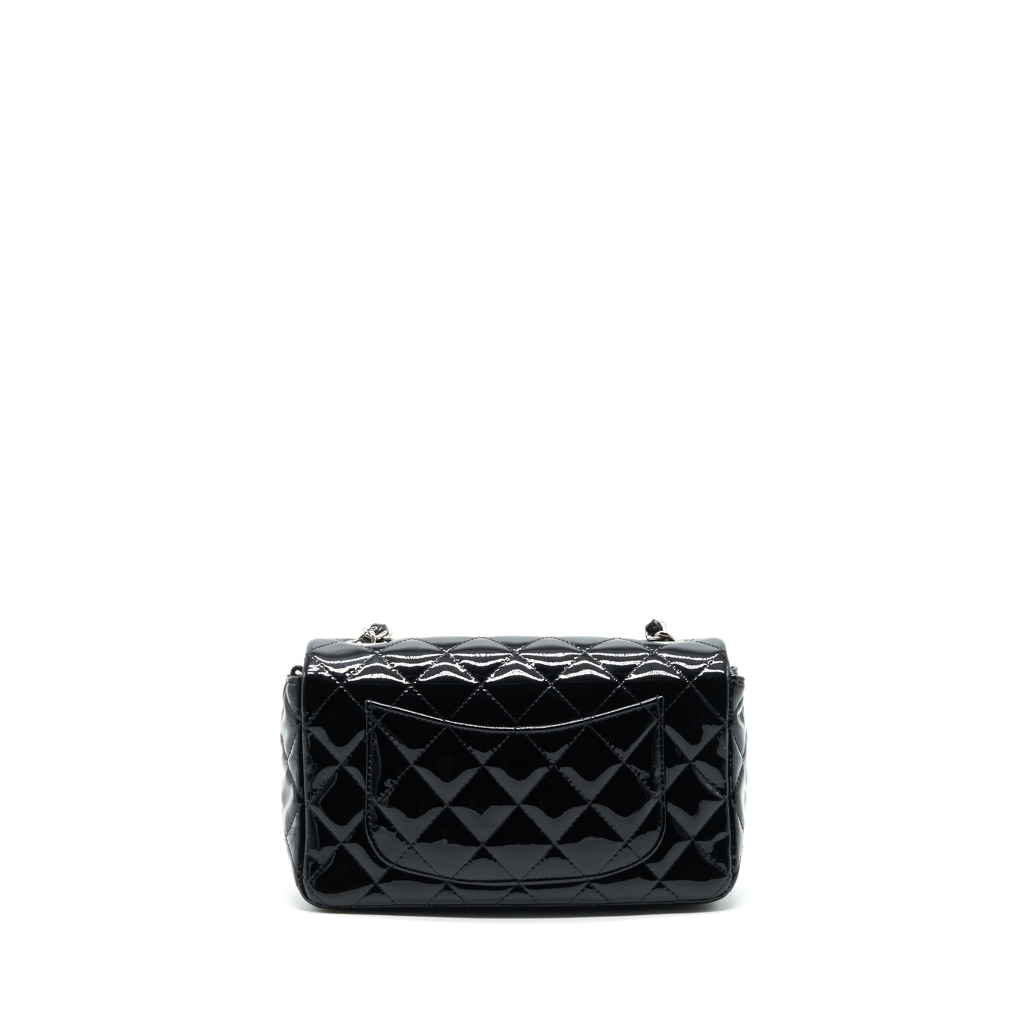 CHANEL MINI RECTANGULAR FLAP BAG PATENT LEATHER BLACK SHW