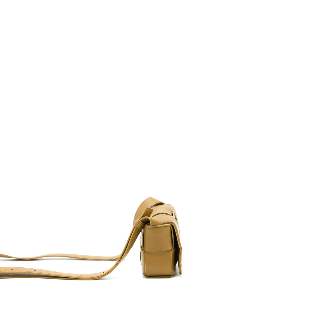 BOTTEGA VENETTA MINI CASSETTE CROSSBODY BAG OLIVE BROWN LGHW