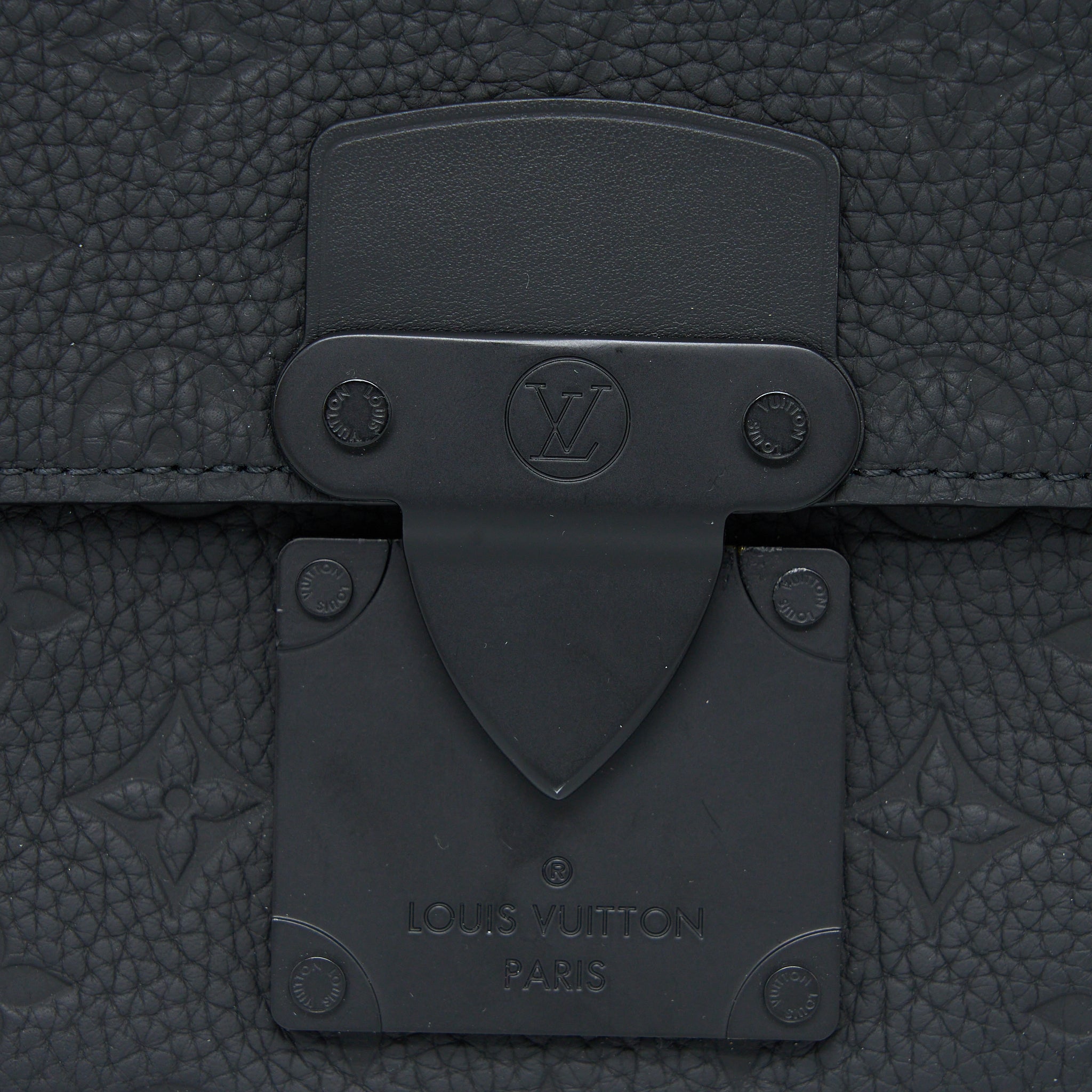 LOUIS VUITTON S LOCK SLINGBAG MONOGRAM-EMBOSSED TAURILLON BLACK BLACK HARDWARE (NEW VERSION)
