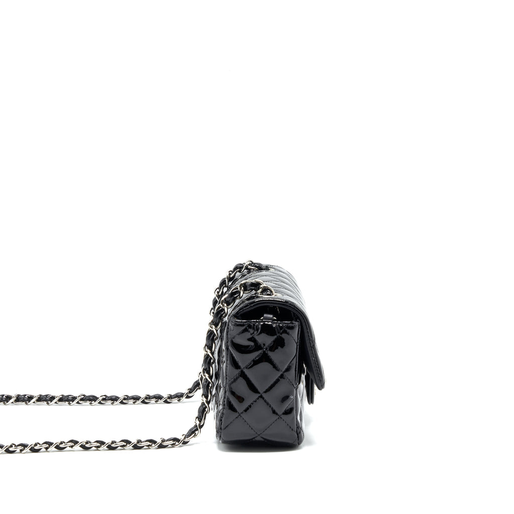CHANEL MINI RECTANGULAR FLAP BAG PATENT LEATHER BLACK SHW