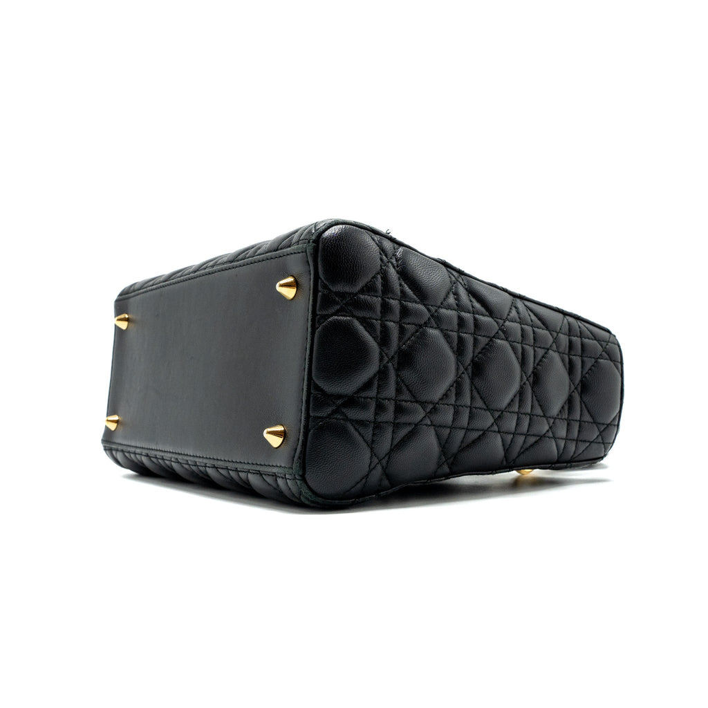 DIOR MEDIUM LADY DIOR LAMBSKIN BLACK GHW