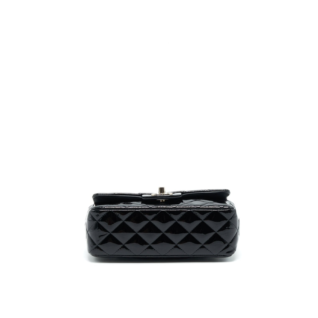 CHANEL MINI RECTANGULAR FLAP BAG PATENT LEATHER BLACK SHW