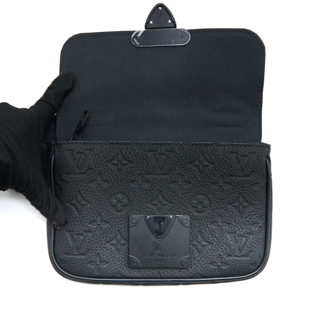 LOUIS VUITTON S LOCK SLINGBAG MONOGRAM-EMBOSSED TAURILLON BLACK BLACK HARDWARE (NEW VERSION)