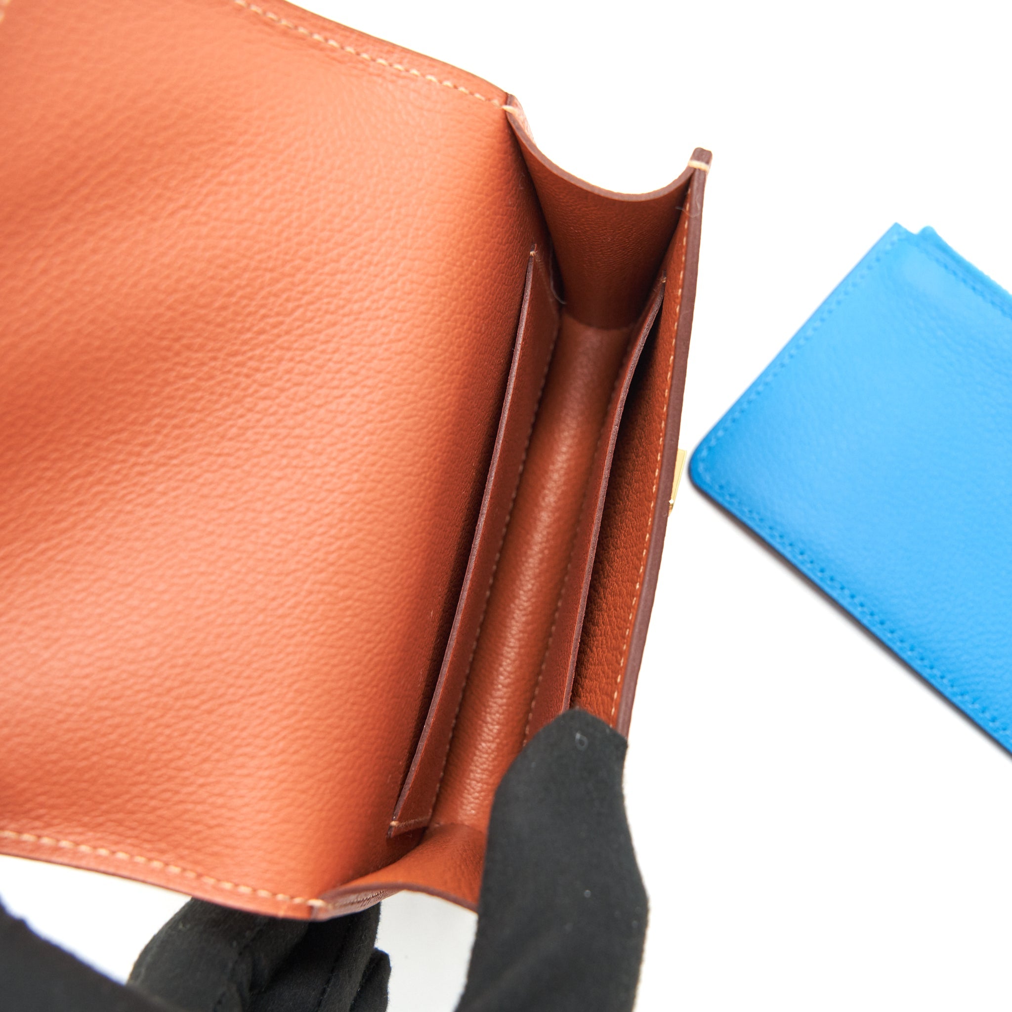 HERMES SLIM WALLET EVERCOLOR BLUSH/ BLUE FRIDA GHW
