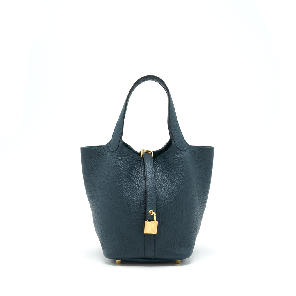 HERMES PICOTIN 18 LOCK BAG CLEMENCE 6O VERT CYPRESS GHW