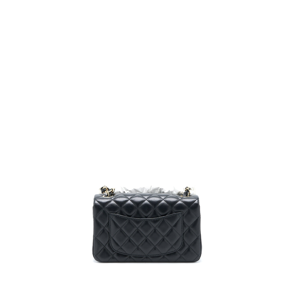 CHANEL MINI RECTANGULAR FLAP BAG LAMBSKIN BLACK LGHW (MICROCHIP)