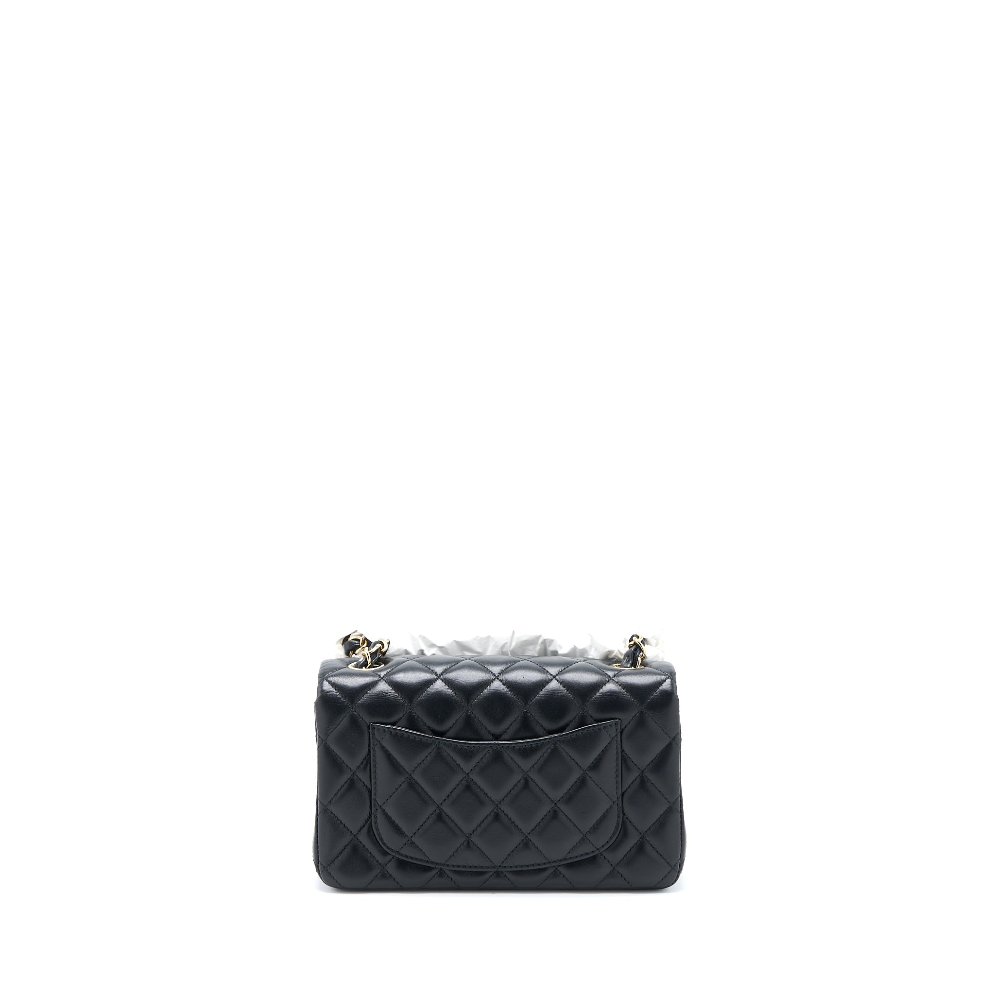 CHANEL MINI RECTANGULAR FLAP BAG LAMBSKIN BLACK LGHW (MICROCHIP)