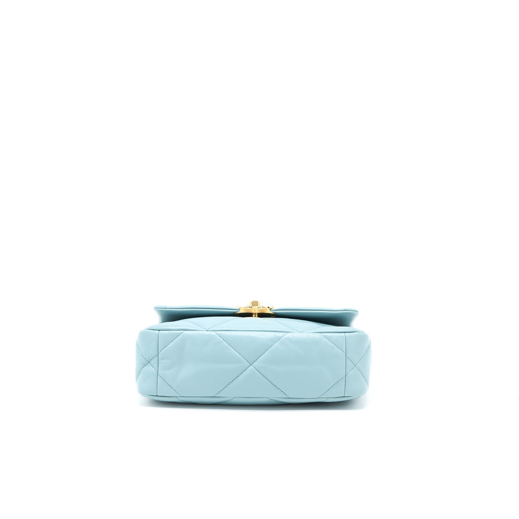 CHANEL SMALL 19 BAG LAMBSKIN LIGHT BLUE MULTICOLOUR HARDWARE