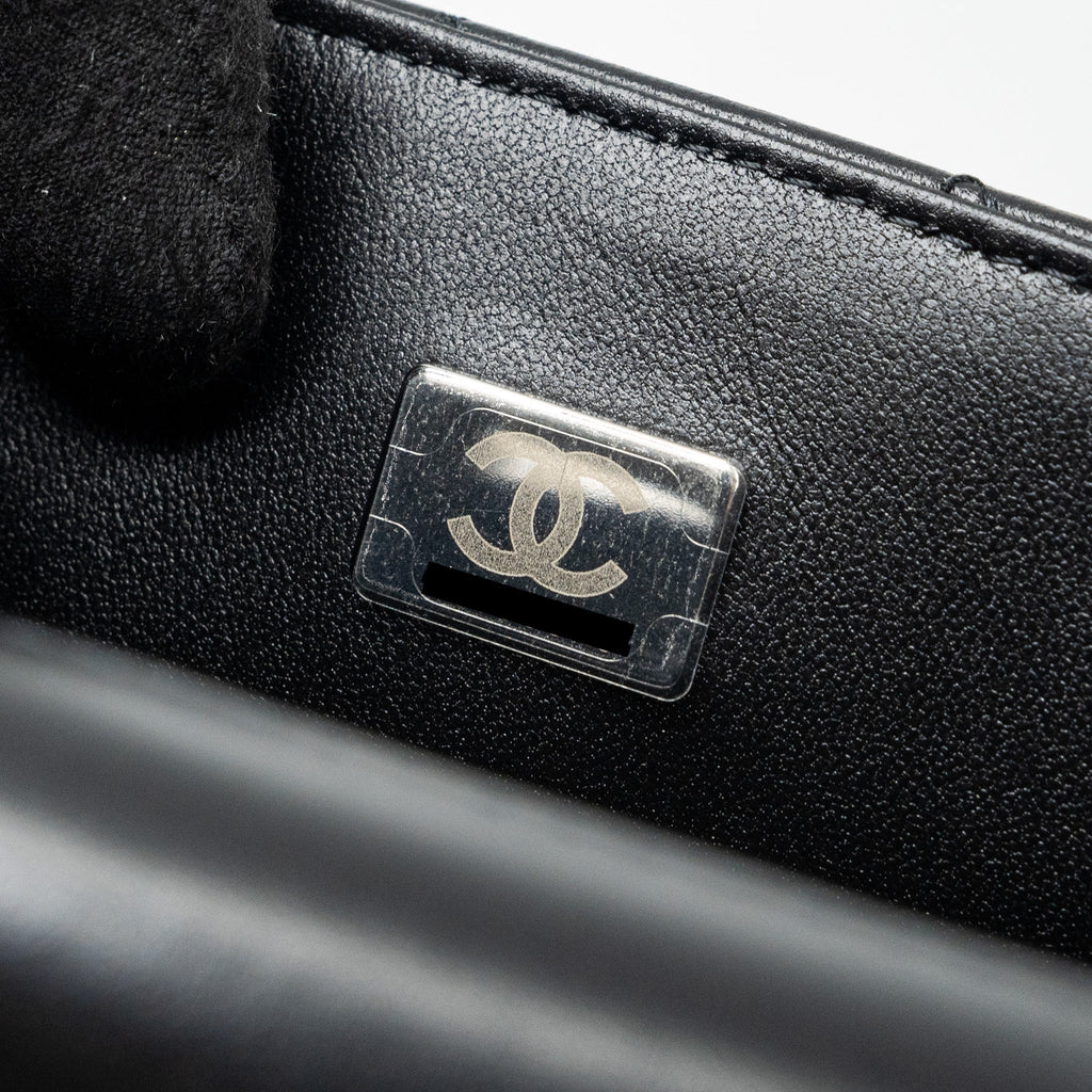 CHANEL MINI RECTANGULAR FLAP BAG LAMBSKIN BLACK SHW (MICROCHIP)