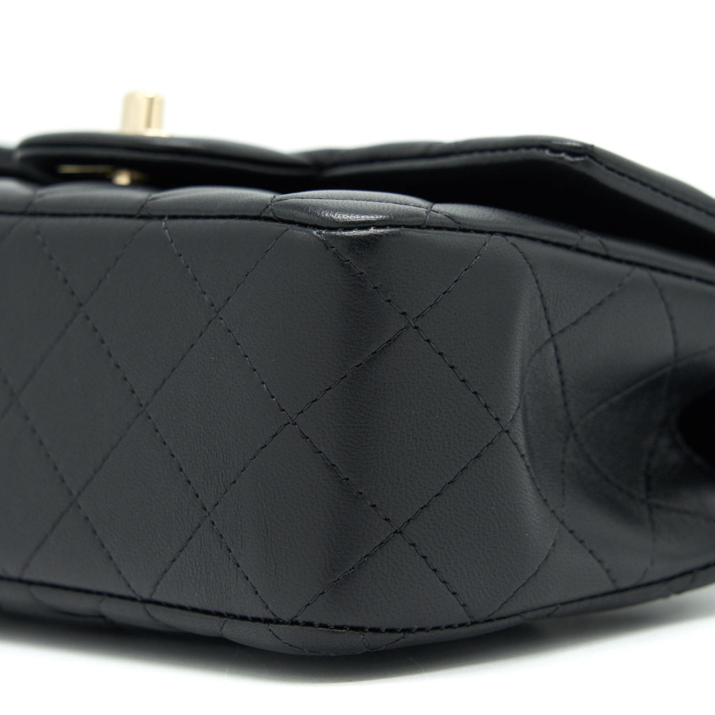 CHANEL TOP HANDLE MINI RECTANGULAR FLAP BAG LAMBSKIN BLACK LGHW (MICROCHIP)