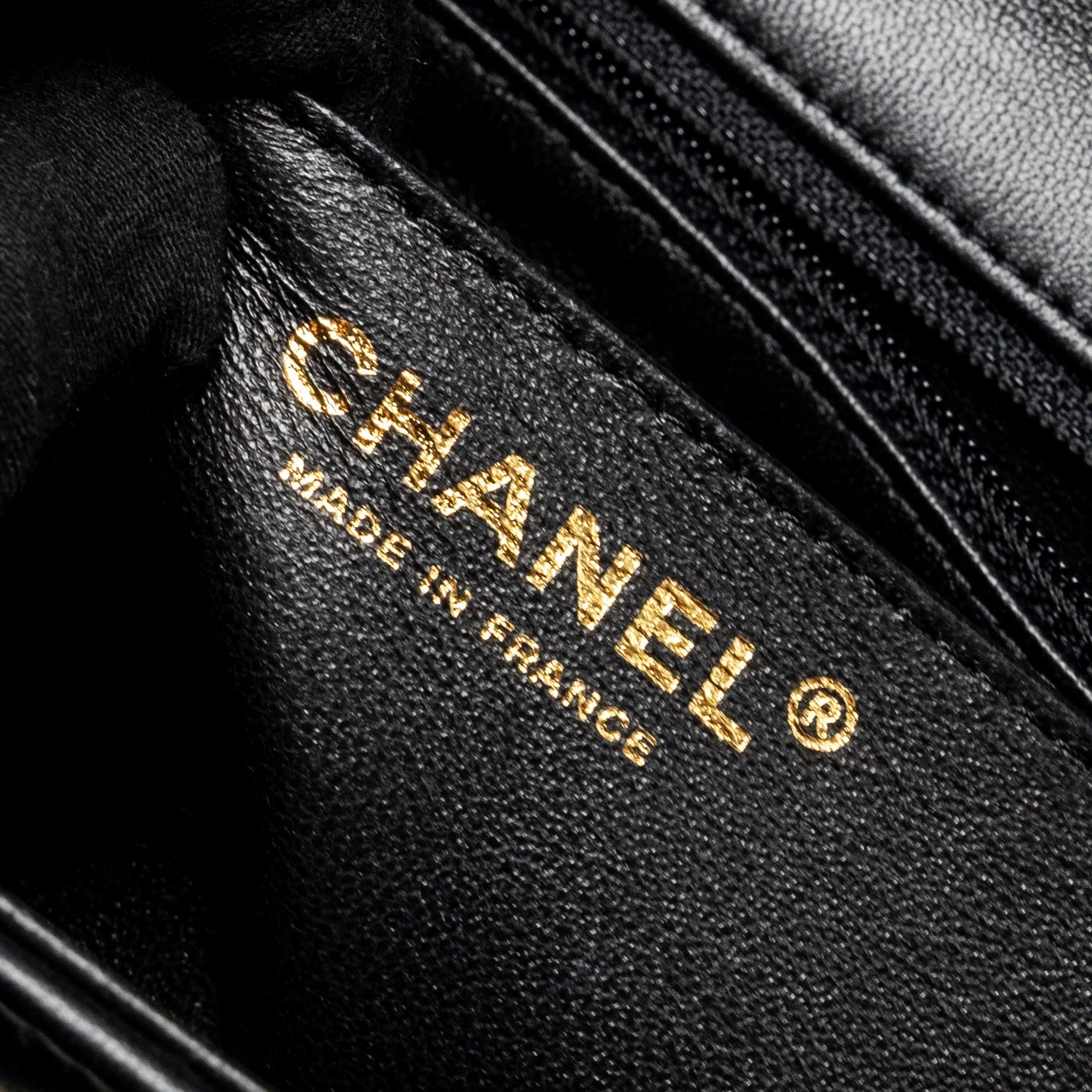 CHANEL MINI RECTANGULAR FLAP BAG CHARMS LIMITED EDITION LAMBSKIN BLACK SILVER/GOLD HARDWARE