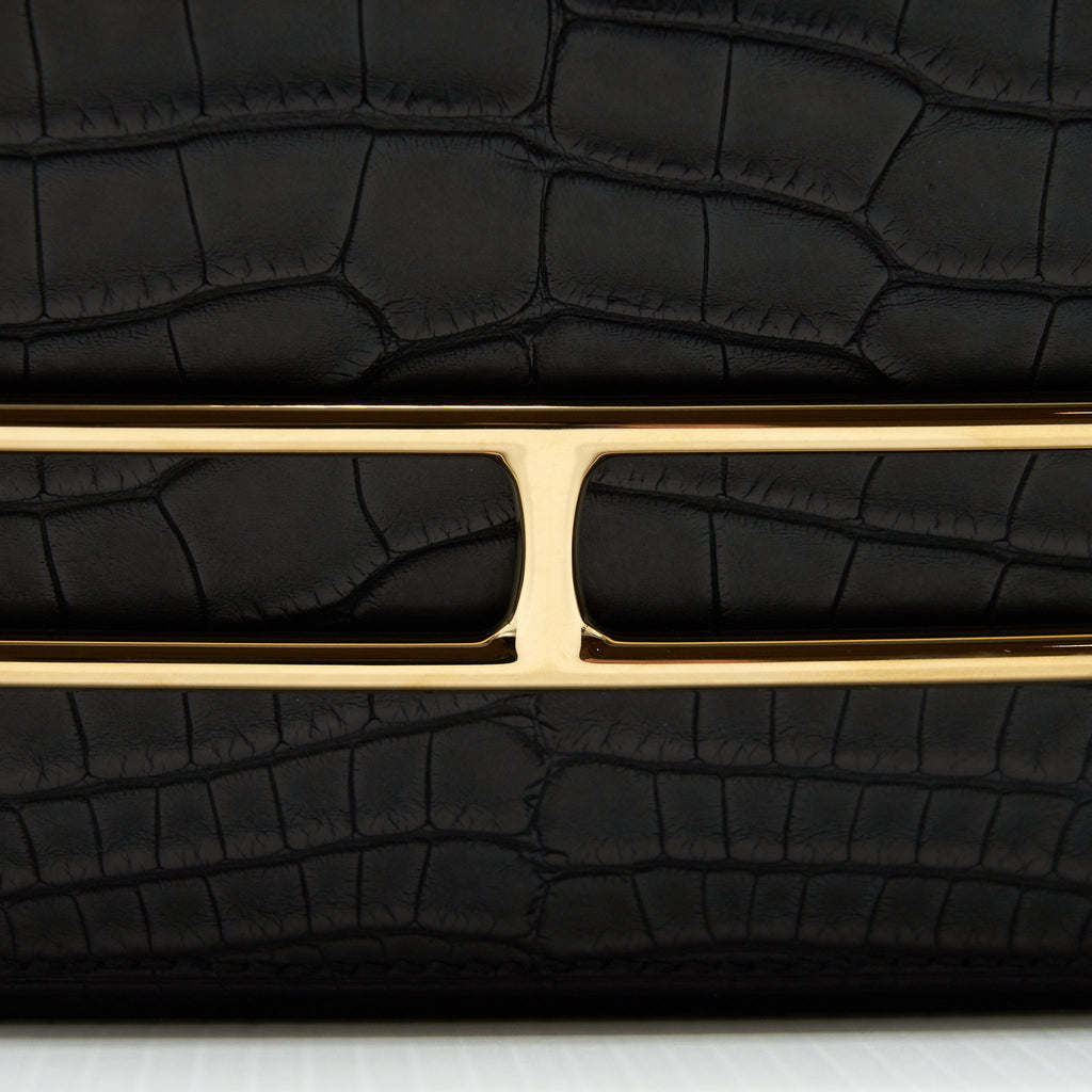 HERMES MINI ROULIS ALLIGATOR MISSISSIPPIESIS MAT 89 BLACK GHW