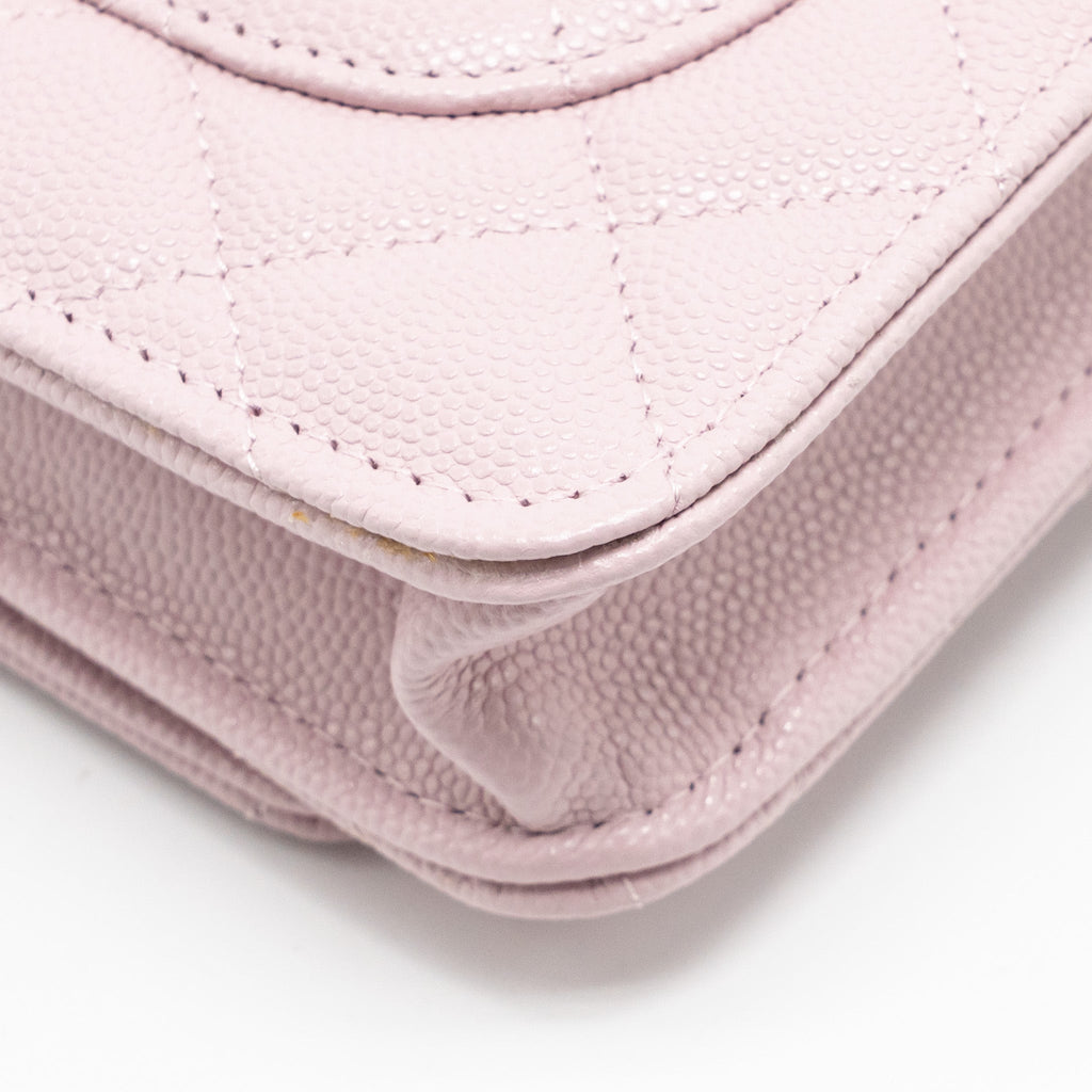 CHANEL CLASSIC WALLET ON CHAIN CAVIAR PINK LGHW