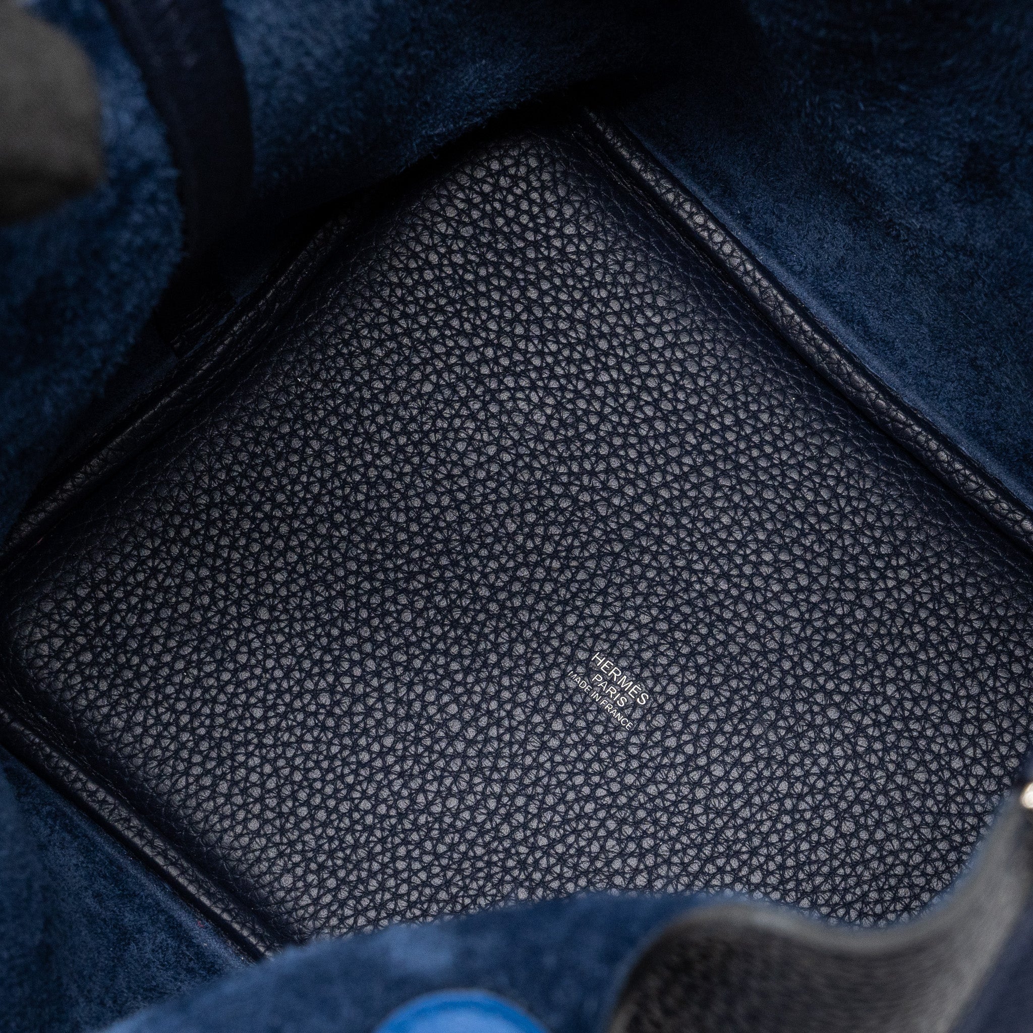 HERMES PICOTIN 22 LOCK BAG CLEMENCE/ SWIFT BLUE NUIT / BLUE FRANCE SHW