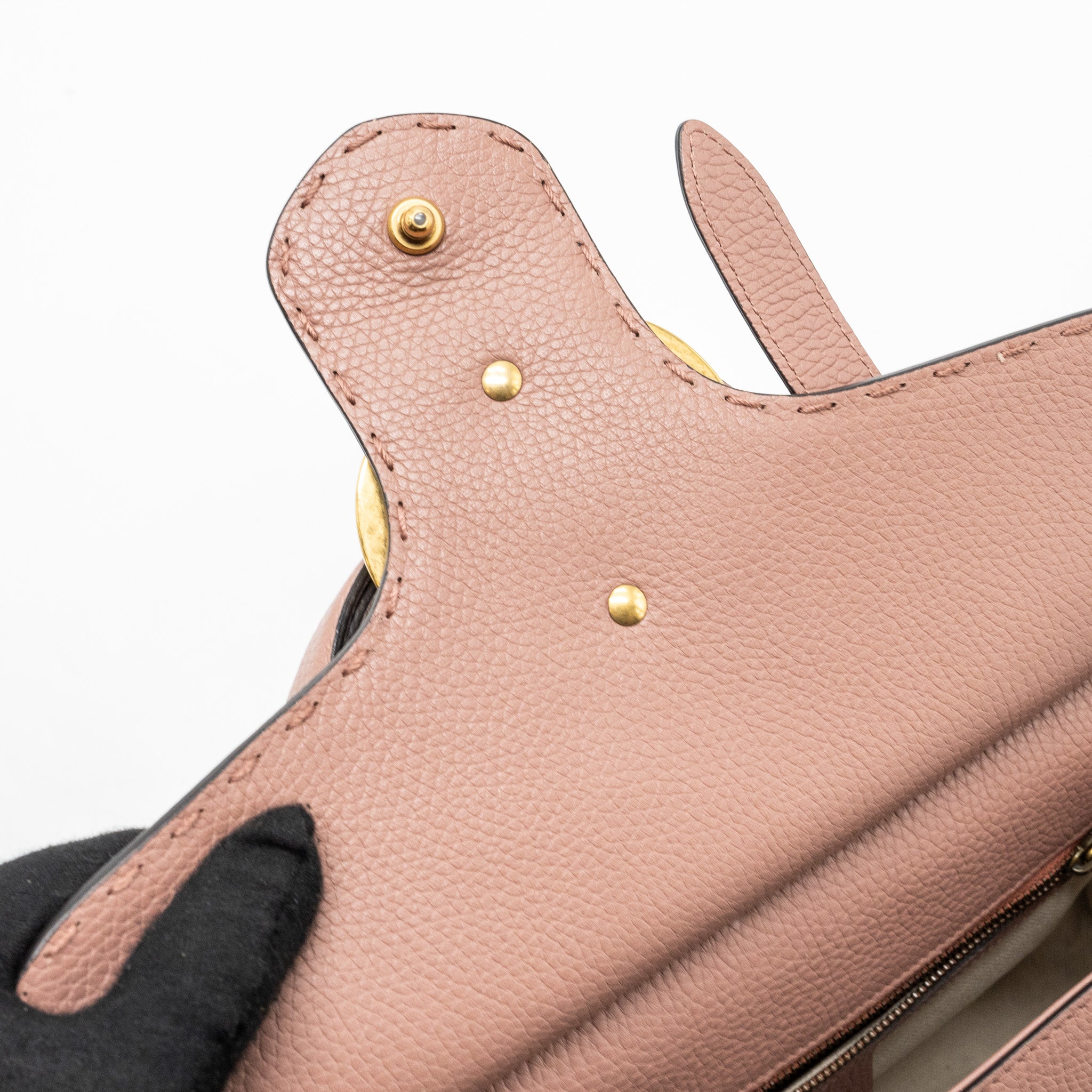 GUCCI TOP HANDLE FLAP BAG CALFSKIN DARK PINK GHW