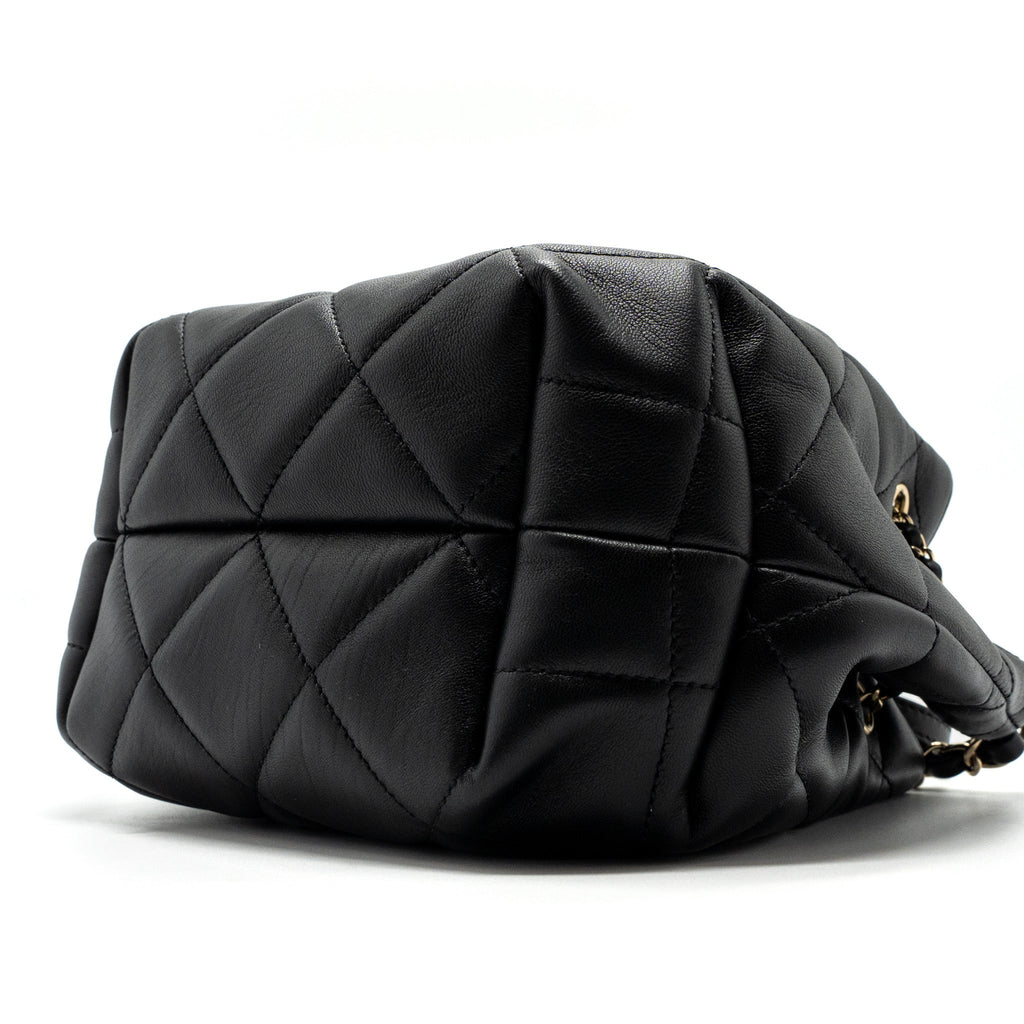 CHANEL DRAWSTRING BUCKET BAG CALFSKIN BLACK LGHW