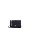 CHANEL SEASONAL WALLET ON CHAIN FABRIC BLACK SHW