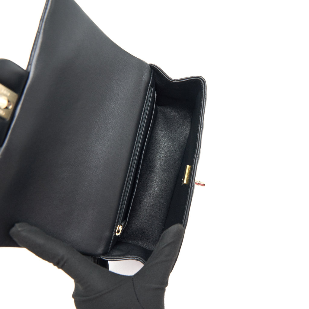 CHANEL 21K TOP HANDLE MINI RECTANGULAR FLAP BAG BLACK GHW