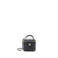 CHANEL TOP HANDLE MINI VANITY WITH CHAIN LAMBSKIN BLACK LGHW