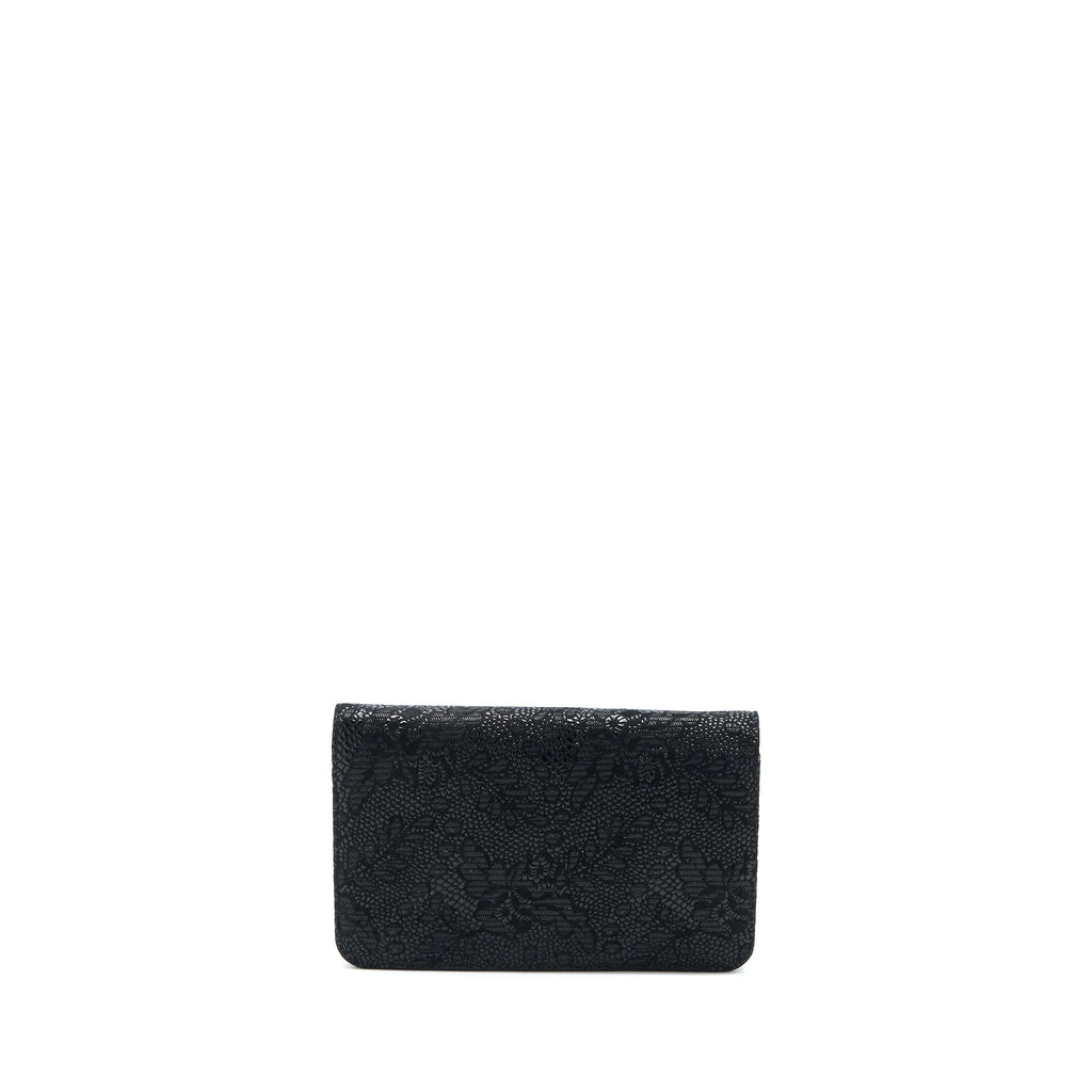 CHANEL SEASONAL WALLET ON CHAIN FABRIC BLACK SHW