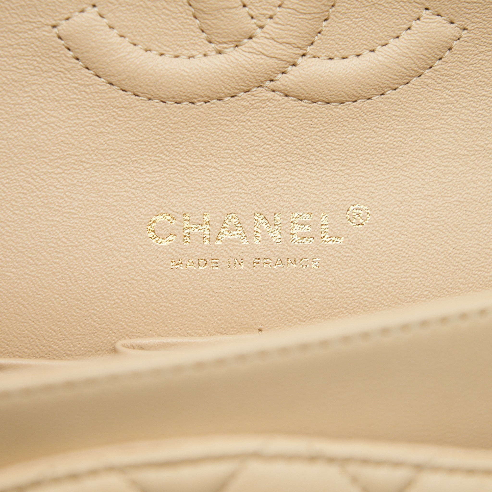 CHANEL MEDIUM CLASSIC DOUBLE FLAP LAMBSKIN BEIGE WITH GHW