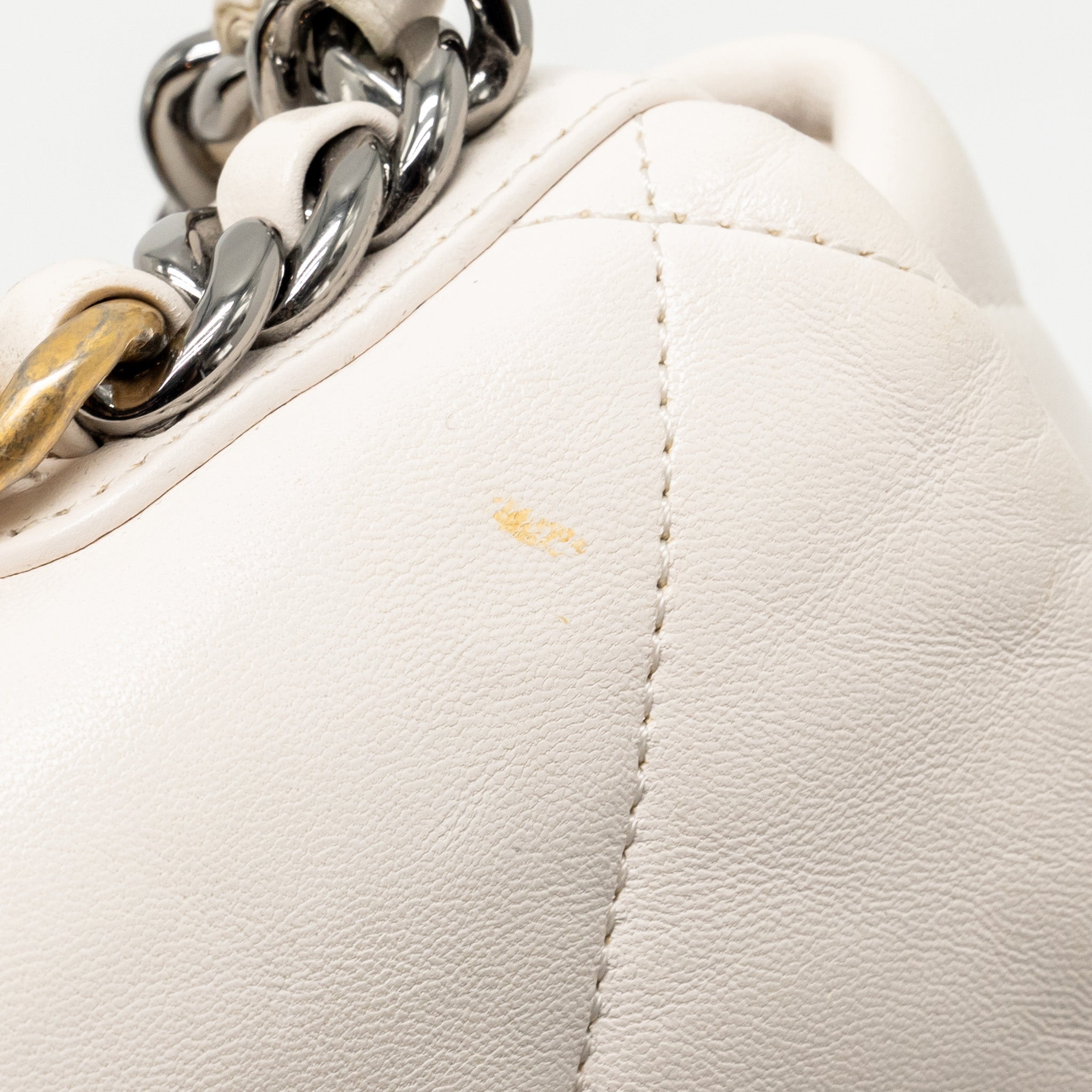 CHANEL SMALL 19 BAG LAMBSKIN WHITE MULTICOLOR HARDWARE
