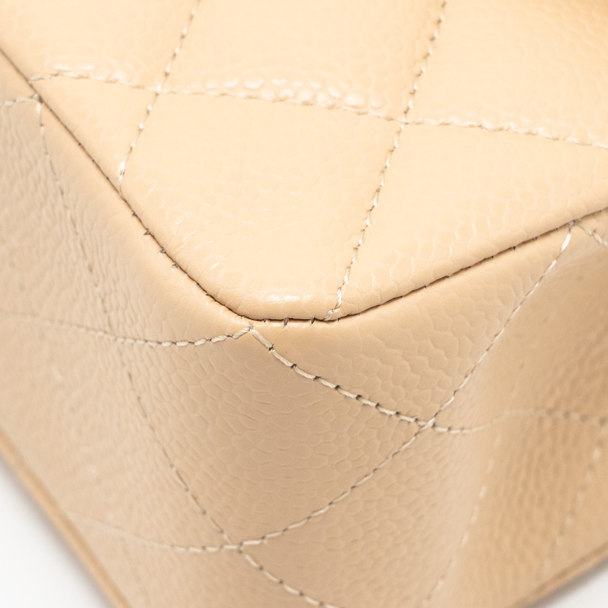 CHANEL SMALL CLASSIC DOUBLE FLAP BAG CAVIAR BEIGE GHW (MICROCHIP)