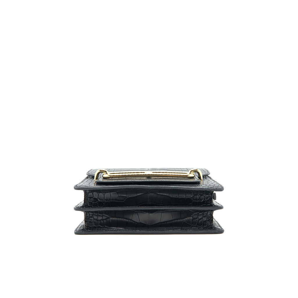 HERMES MINI ROULIS ALLIGATOR MISSISSIPPIESIS MAT 89 BLACK GHW