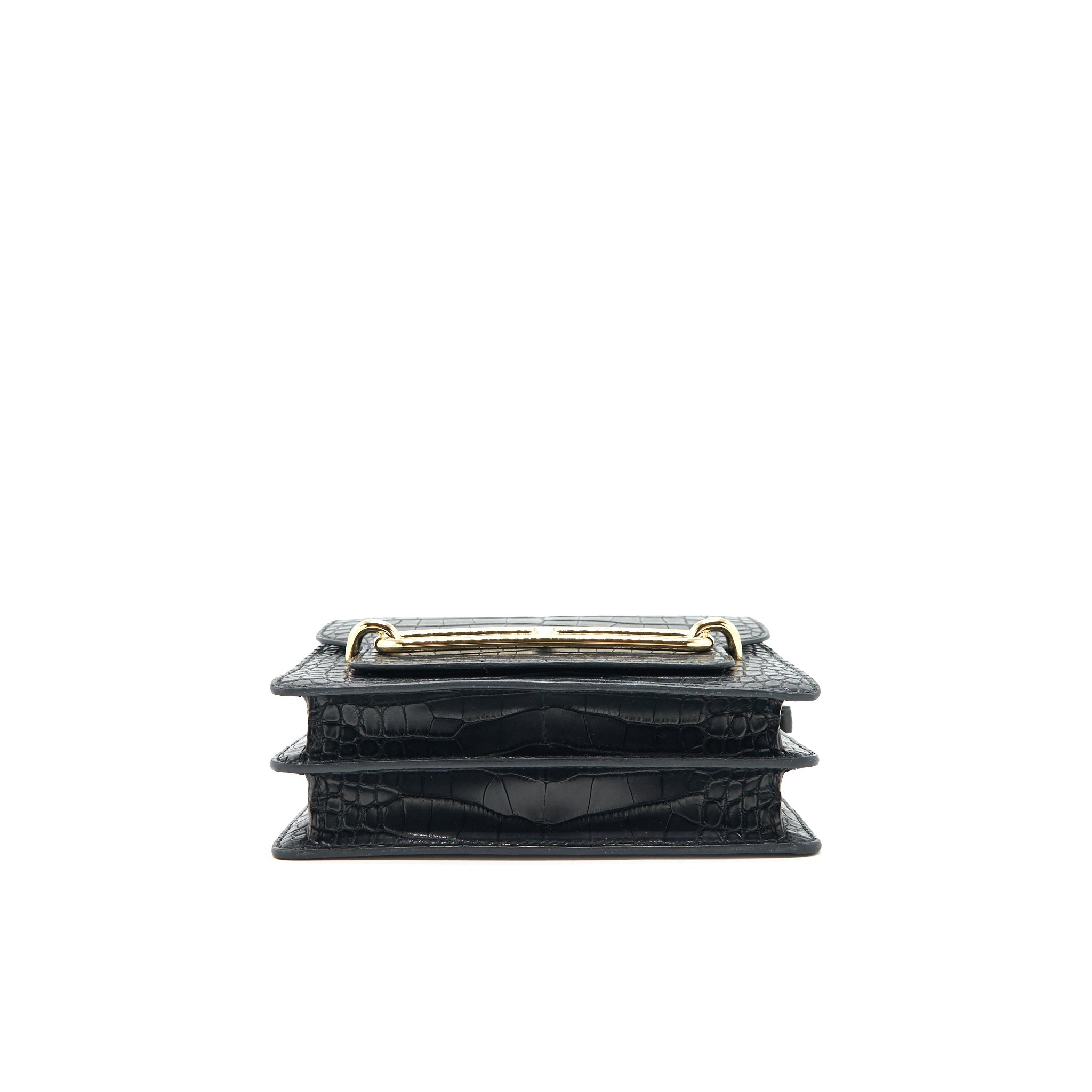 HERMES MINI ROULIS ALLIGATOR MISSISSIPPIESIS MAT 89 BLACK GHW