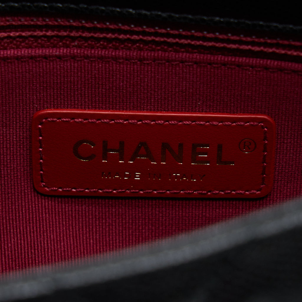 CHANEL 22A SMALL FLAP BAG CAVIAR BLACK BRUSHED GOLD HARDWARE(MICROCHIP)