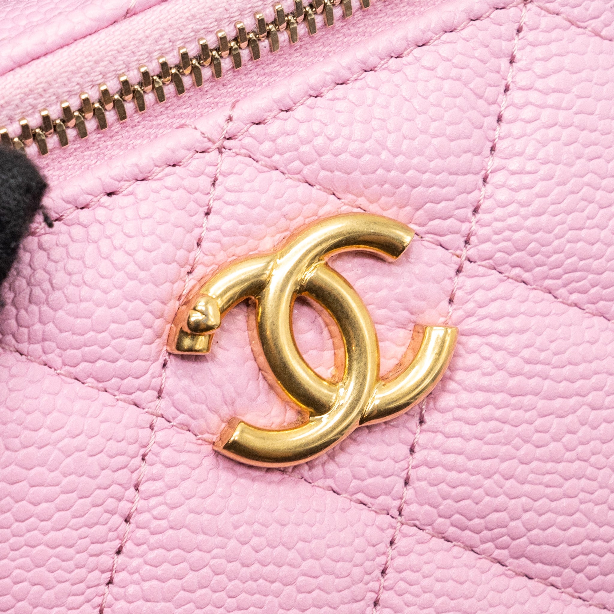 CHANEL MINI VANITY WITH CHAIN CAVIAR LIGHT PINK GHW (MICROCHIP)