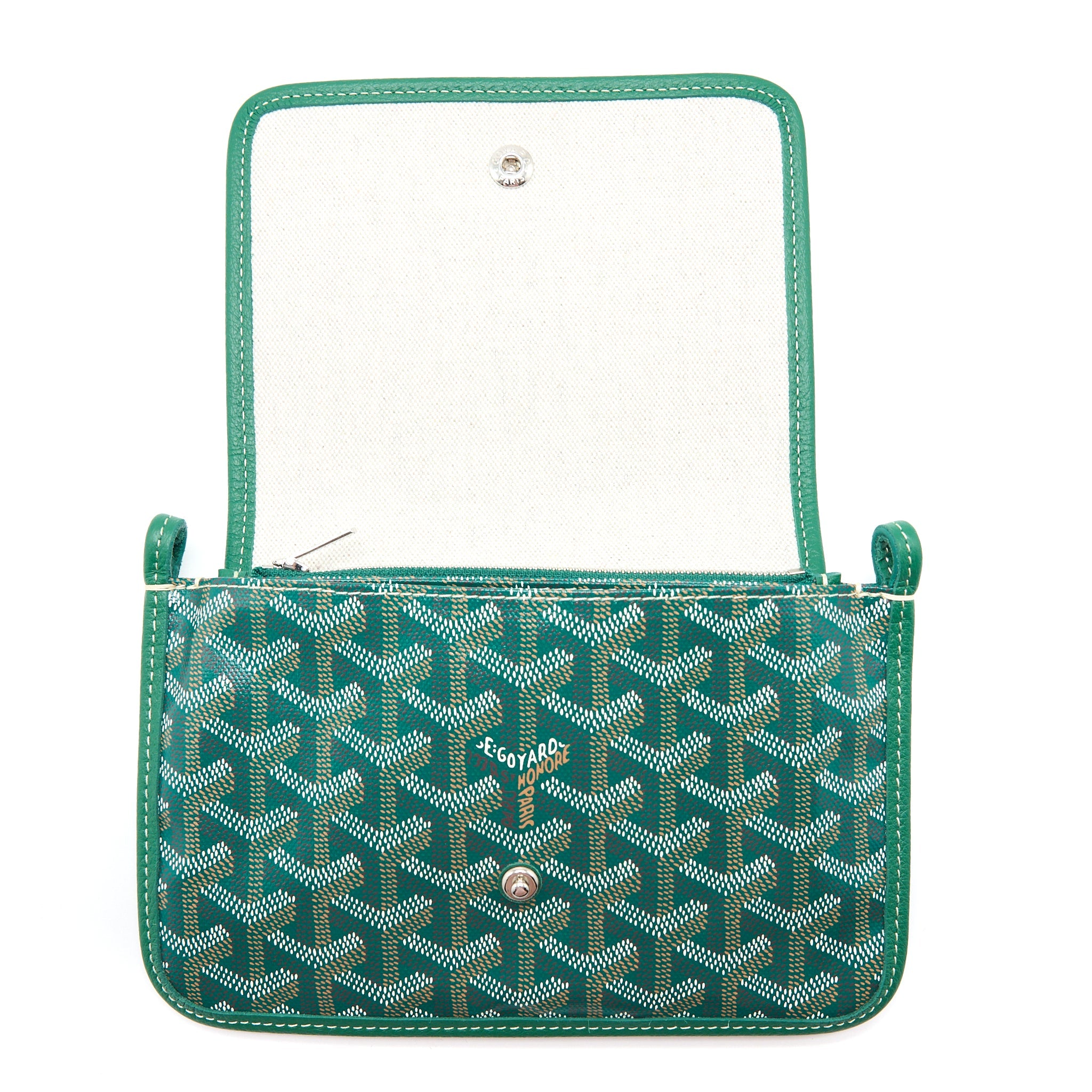 GOYARD PORTEFEUILLE POCHETTE PLUMET GOYARDINE CANVAS VERT SHW