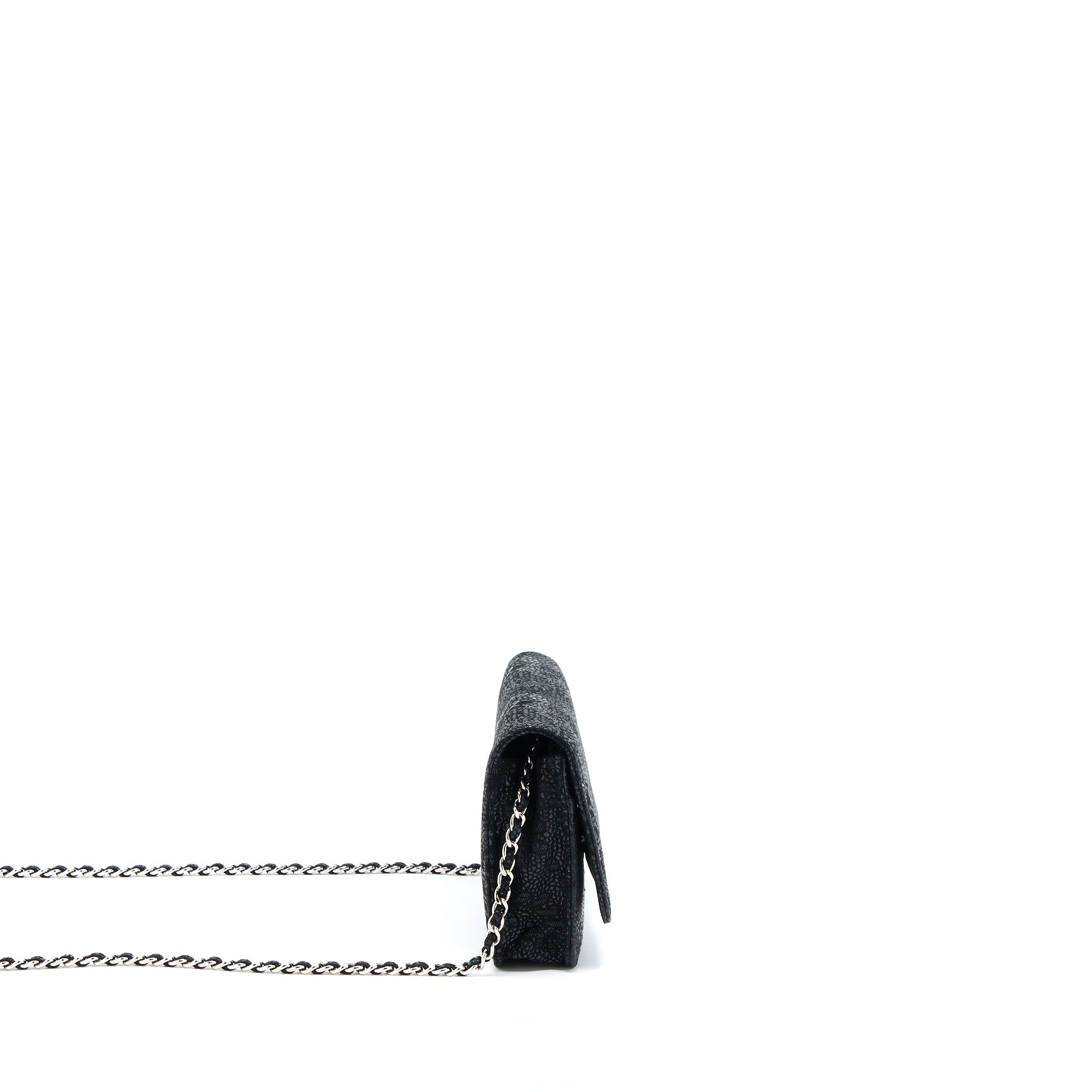 CHANEL SEASONAL WALLET ON CHAIN FABRIC BLACK SHW