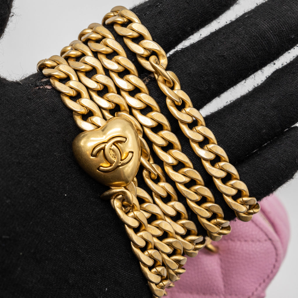 CHANEL MINI VANITY WITH CHAIN CAVIAR LIGHT PINK GHW (MICROCHIP)