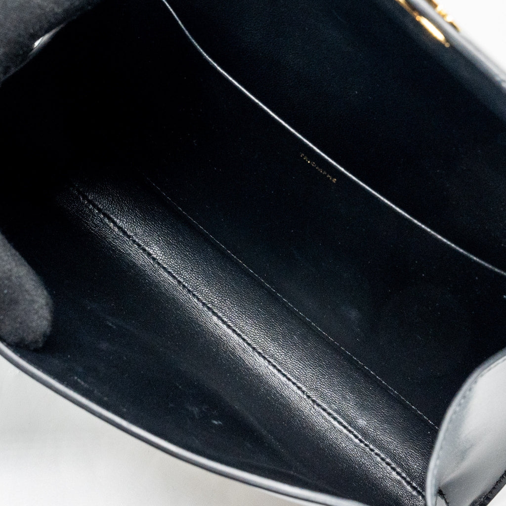 CELINE TRIOMPHE FLAP WALLET WITH STRAP CALFSKIN BLACK GHW