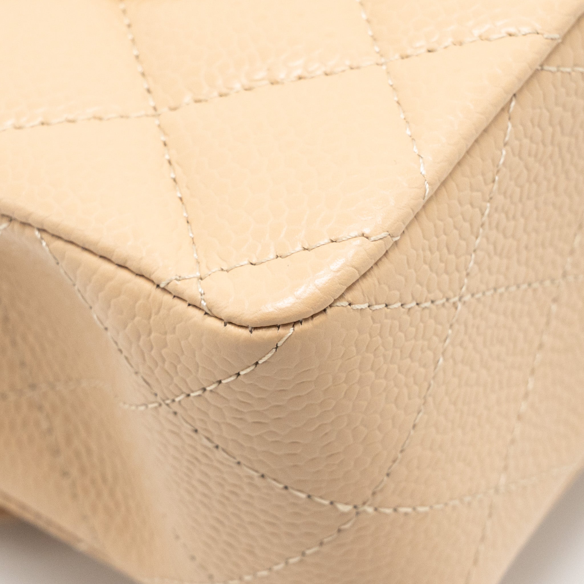 CHANEL SMALL CLASSIC DOUBLE FLAP BAG CAVIAR BEIGE GHW (MICROCHIP)