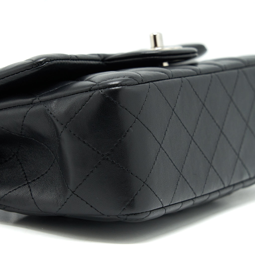 CHANEL MINI RECTANGULAR FLAP BAG LAMBSKIN BLACK SHW