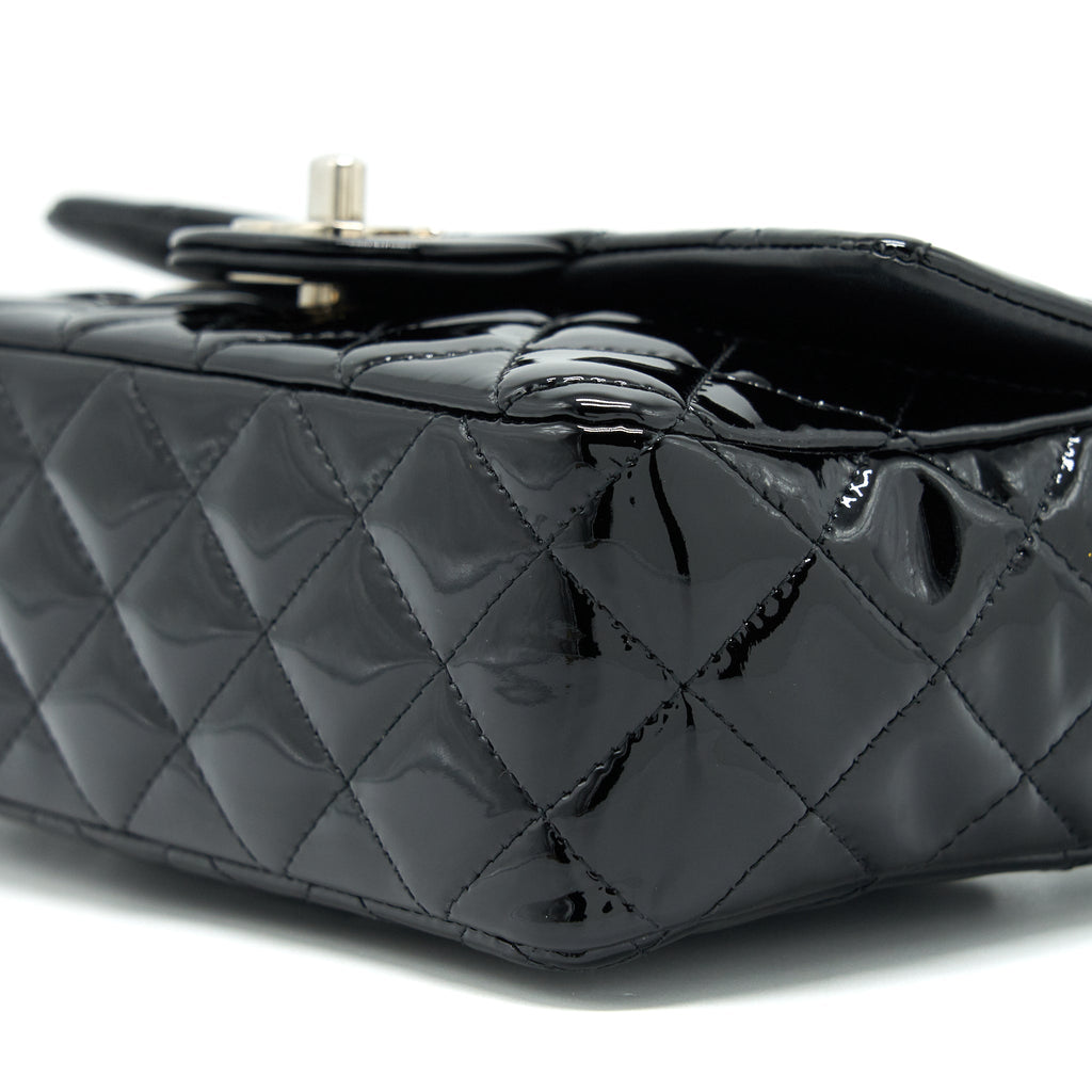 CHANEL MINI RECTANGULAR FLAP BAG PATENT LEATHER BLACK SHW