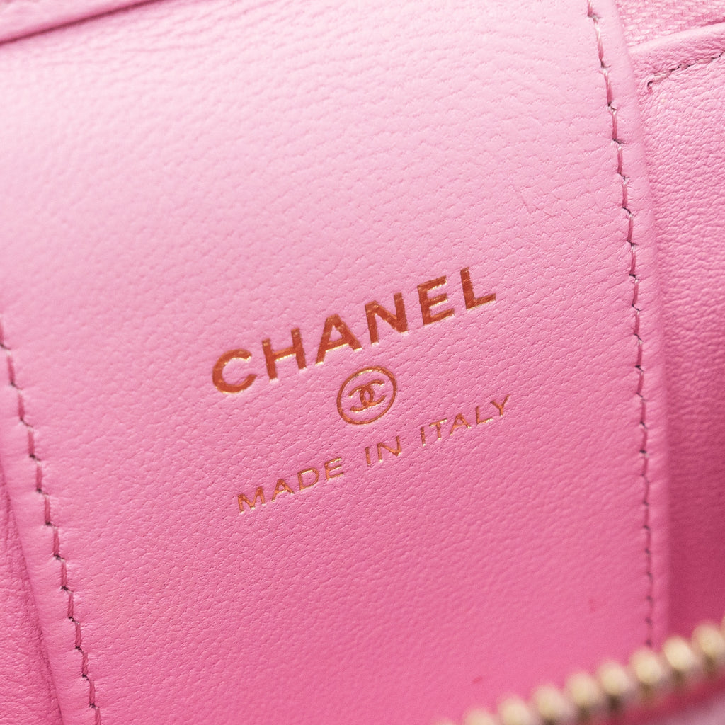 CHANEL MINI VANITY WITH CHAIN CAVIAR LIGHT PINK GHW (MICROCHIP)