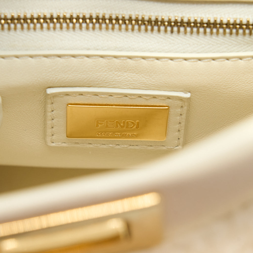 FENDI MINI PEEKABOO BAG MONTONE LISCIO LAMBSKIN WHITE GHW